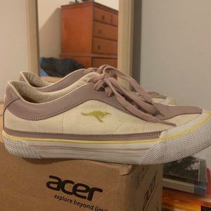 pink and yellow canvas Kangaroos shoes